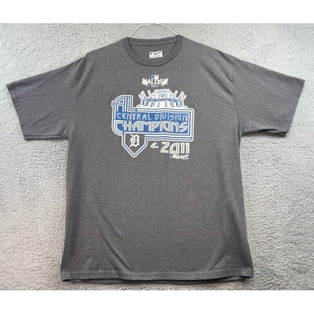 Detroit Tigers Shirt Large Central‎ Division Champions 2011 Shirt Gray Mens